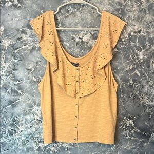 American Eagle outfitters Tan Ruffled Sleeveless Top XL